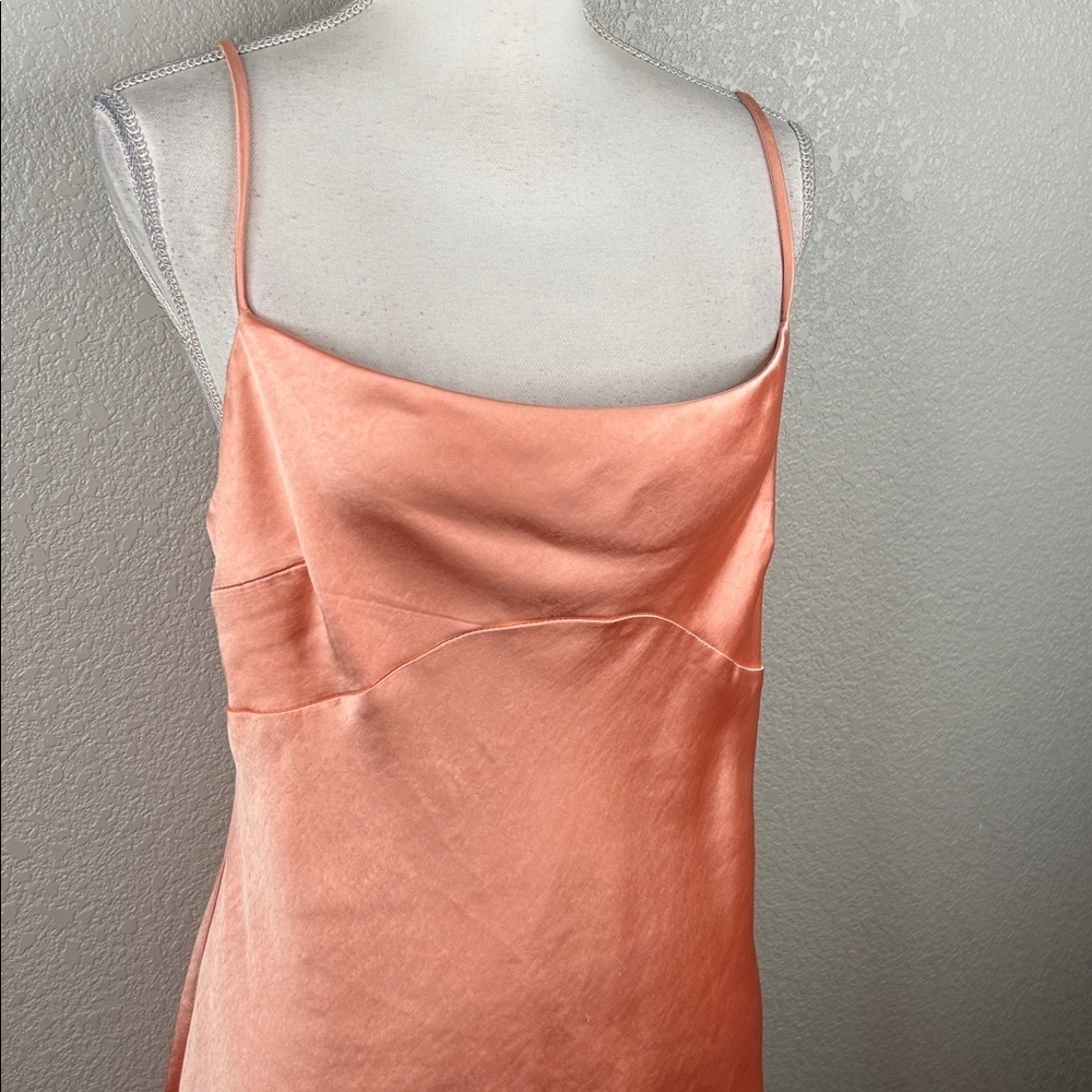 Princess Polly Peach Silky Special Occasion Cocktail Mini Slip Dress Size 12 - Picture 2 of 7